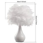 European Style E27 White Feather Table Lamp Bedside Fixtures - Warm Light
