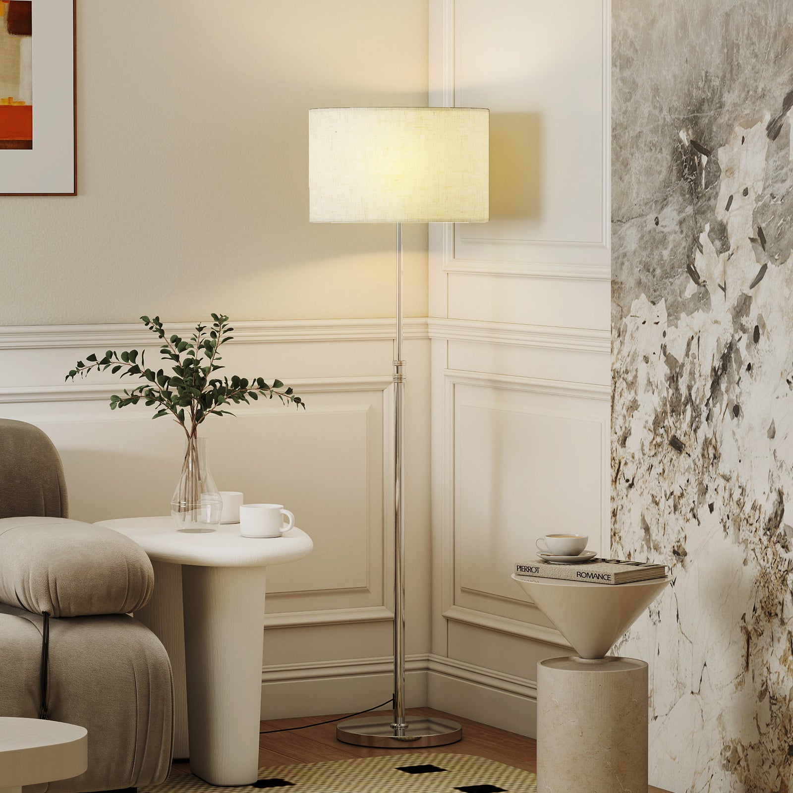 Modern Dimmable Standing Lamp With Adjustable Colour Temperatures | Silver