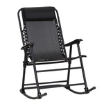 Folding Rocking Chair Zero Gravity With Headrest | Black