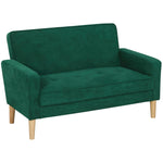 2 Seater Sofa, Velvet-feel Upholstered Loveseat For Small Space | Green