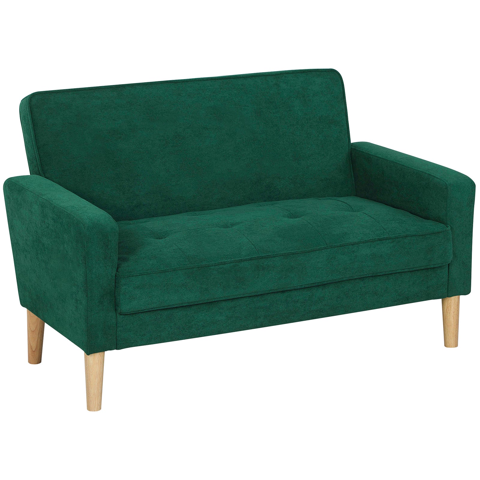 2 Seater Sofa, Velvet-feel Upholstered Loveseat For Small Space | Green