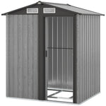 5x4ft Metal Garden Shed, Grey Wood