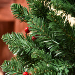 5/6/7ft Prelit Pencil Christmas Tree With Led And Berry | 6ft | Green