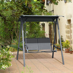 2 Seater Garden Swing Chair Outdoor Canopy Swing W/ Shade | Dark Gray
