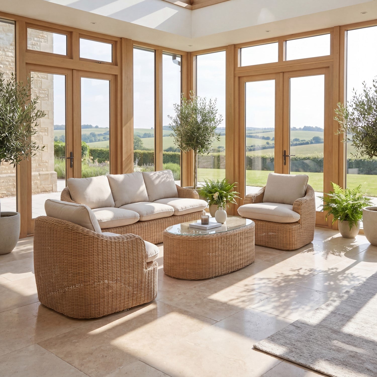 Bellora Outdoor or Conservatory Lounge Conversation Set | Cream