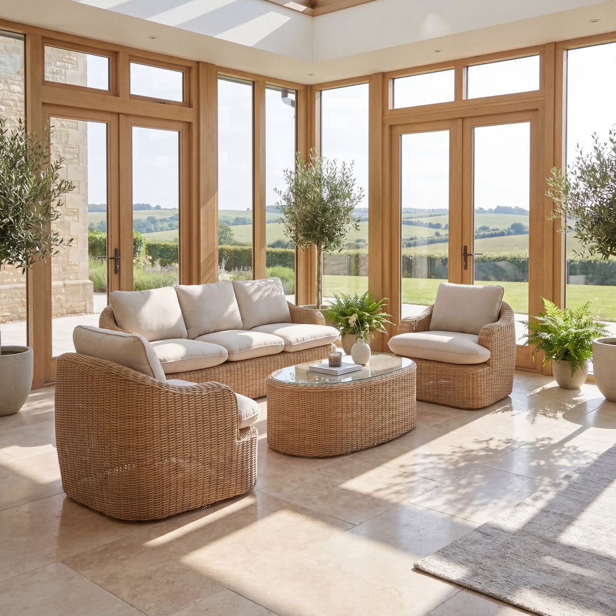Bellora Outdoor or Conservatory Lounge Conversation Set | Cream
