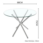 88cm Dia X 75cm H Tempered Glass Crossover Round Dining Table | Small