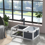 Tortoise House, Wooden Tortoise Table W/ Wooden Lamp Holder - Grey