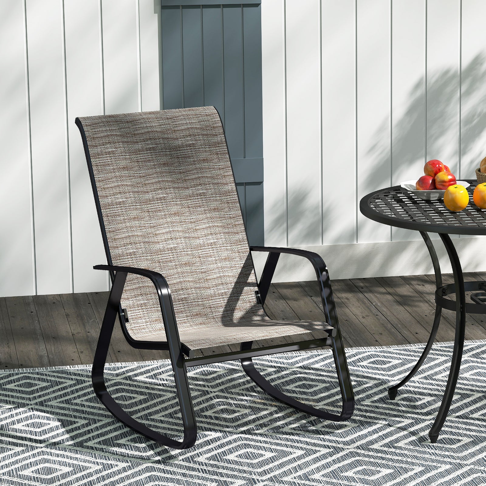 Garden Rocking Chair, Ergonomic With Armrests | Brown
