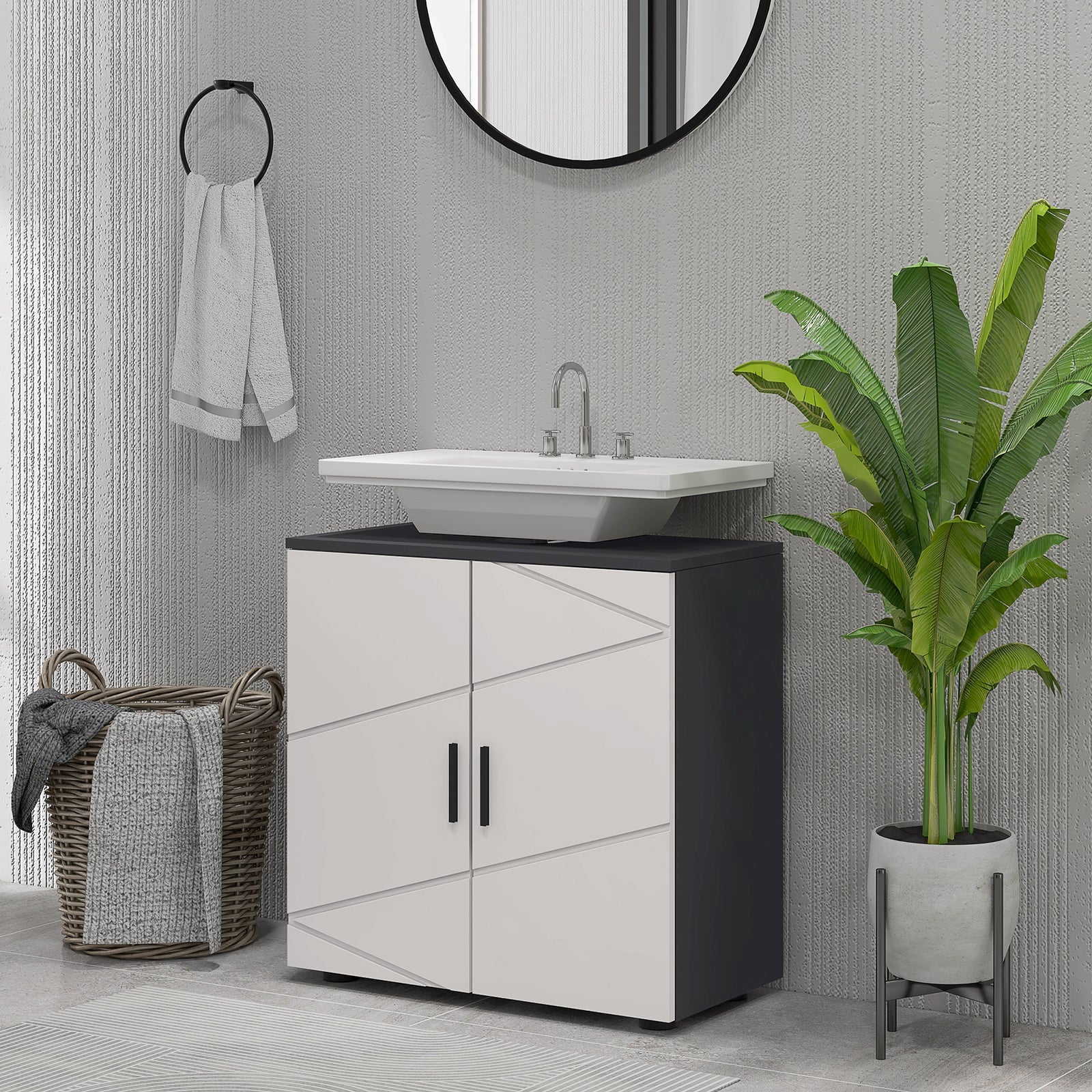 10x20/20x20cm "u" Cut-out Bathroom Vanity Unit | Medium | Light Slate Gray