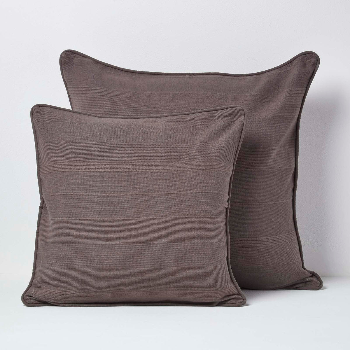 Cotton Rajput Ribbed Cushion Cover | 60cm x 60cm | Charcoal Grey