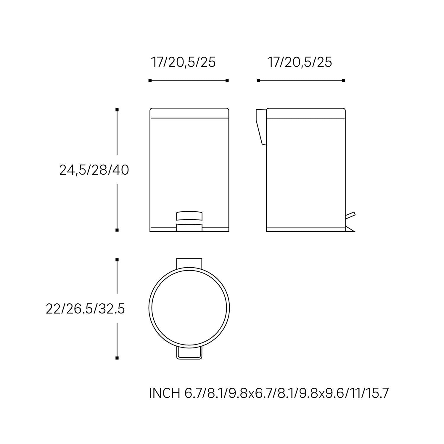 Bathroom And Kitchen, Bin 5l Capacity, Silver, Architect S+ Collection