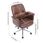 Retro-style Pu Leather Office Chair With Armrests And Casters