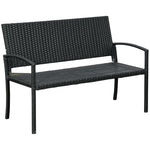 Patio Rattan 2 Seater Garden Bench Love Seater Garden | Black