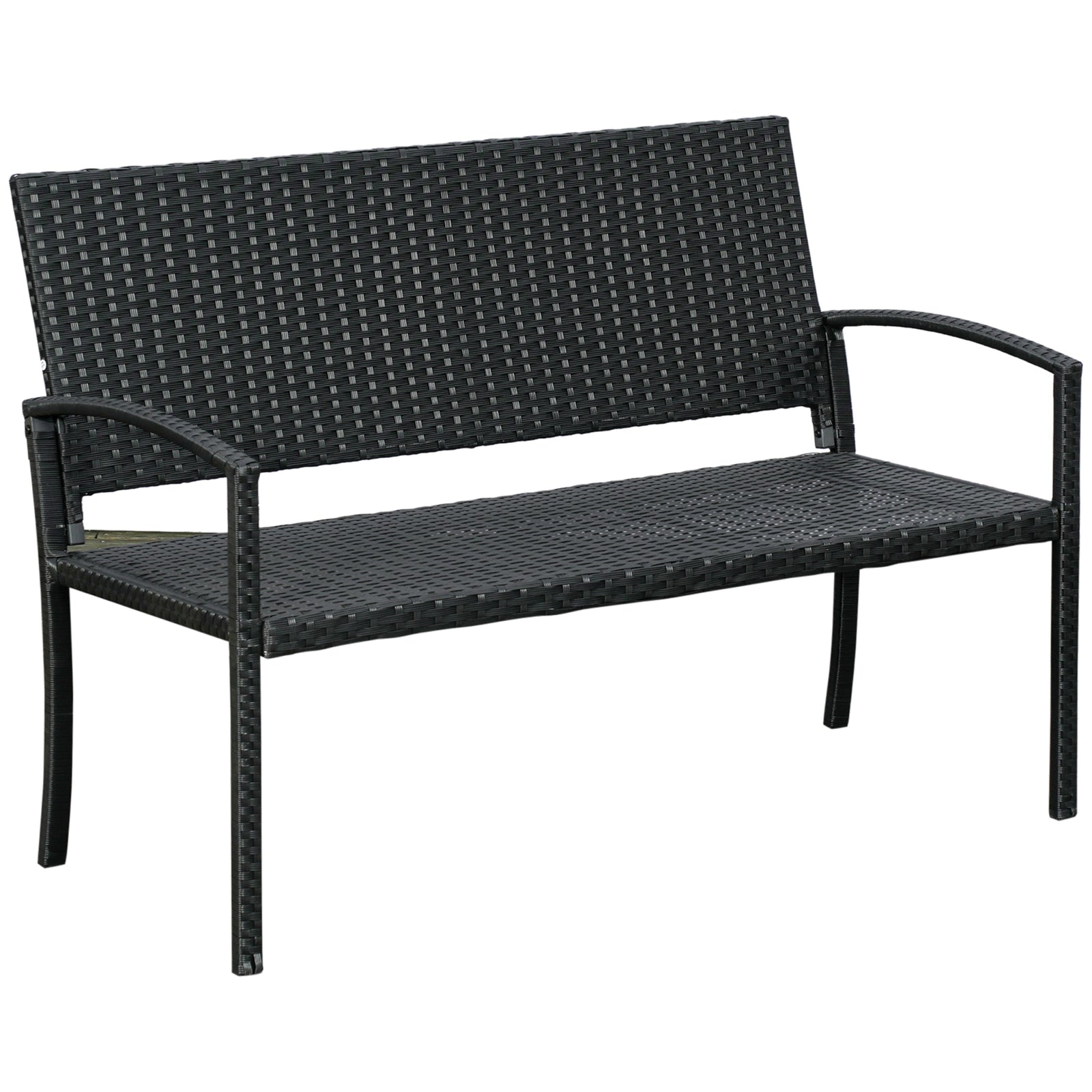 Patio Rattan 2 Seater Garden Bench Love Seater Garden | Black