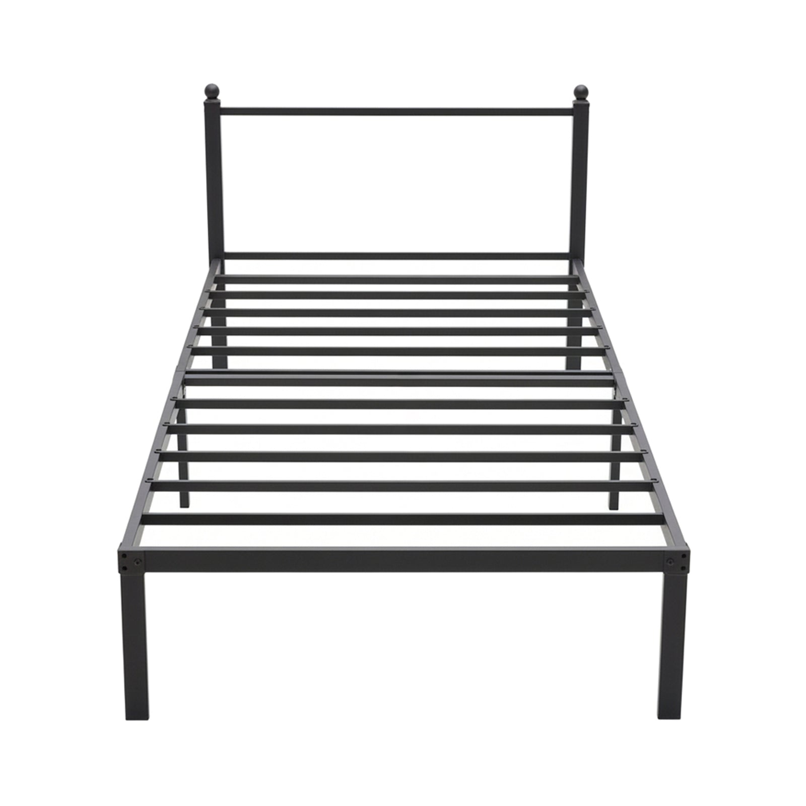 Breeins Black Metal Single Bed Frame With Headboard