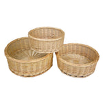 Wicker Round Straight Sided Tray | Set-of-3 | Brown