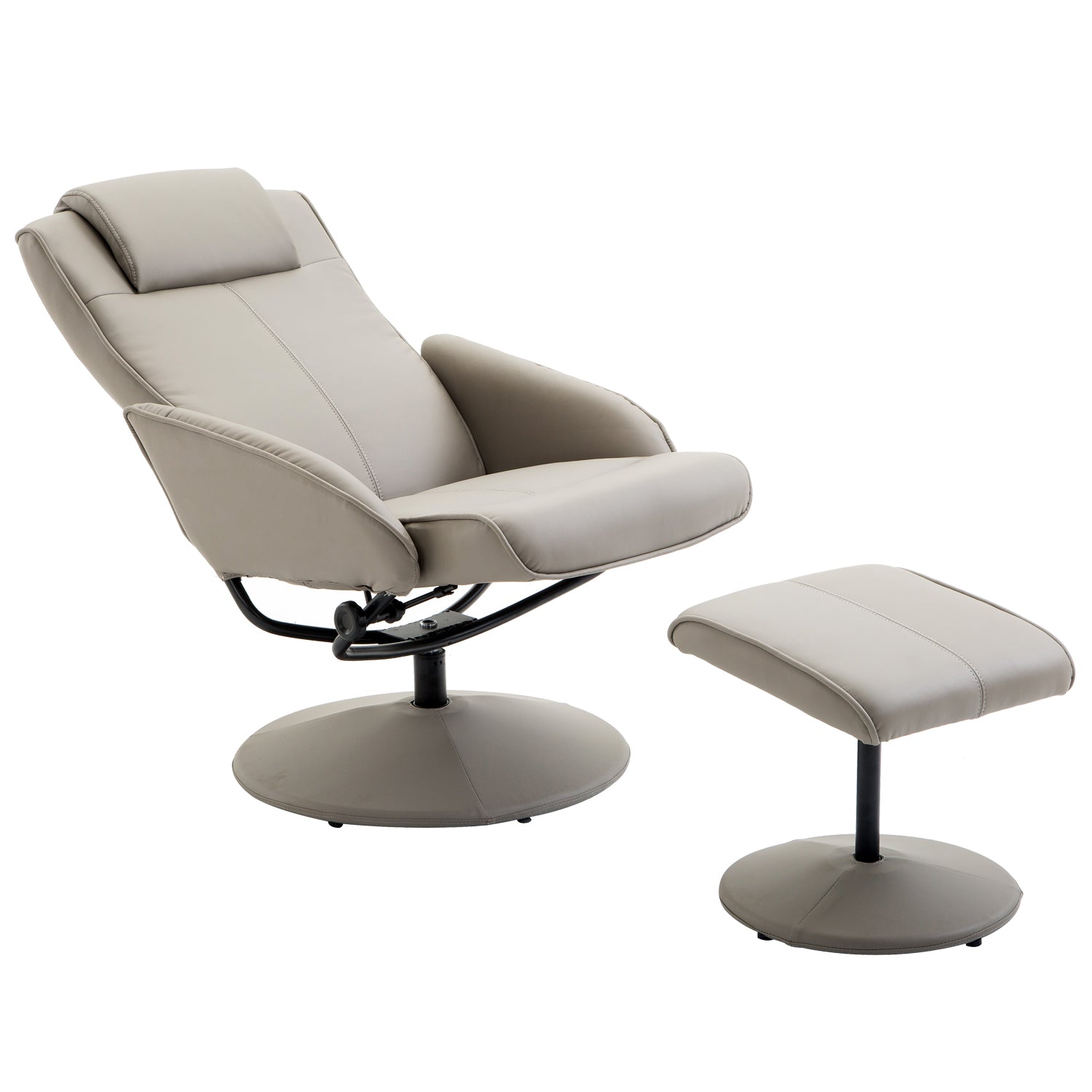 Swivel Armchair With Footstool And Adjustable Backrest | One Size | Gray