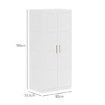 Wardrobe For Bedroom, Double Wardrobe With Hanging Rail | One Size | White