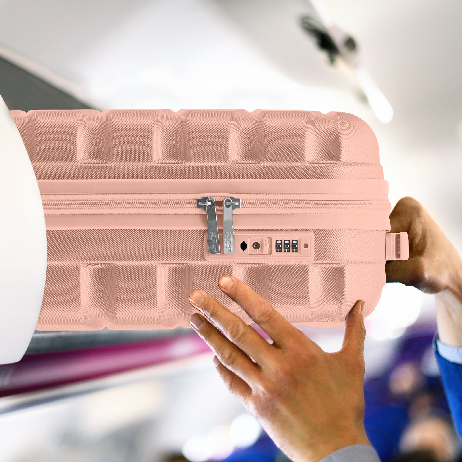 55x35x20cm Lightweight 4 Wheel Cabin Carry On Suitcase Overhead Case Approved For 100+ Airlines With Integrated Tsa Lock | 55 x 35 x 20cm | Rose Gold