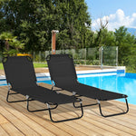 2 Folding Sun Loungers W/ Adjustable Backrest