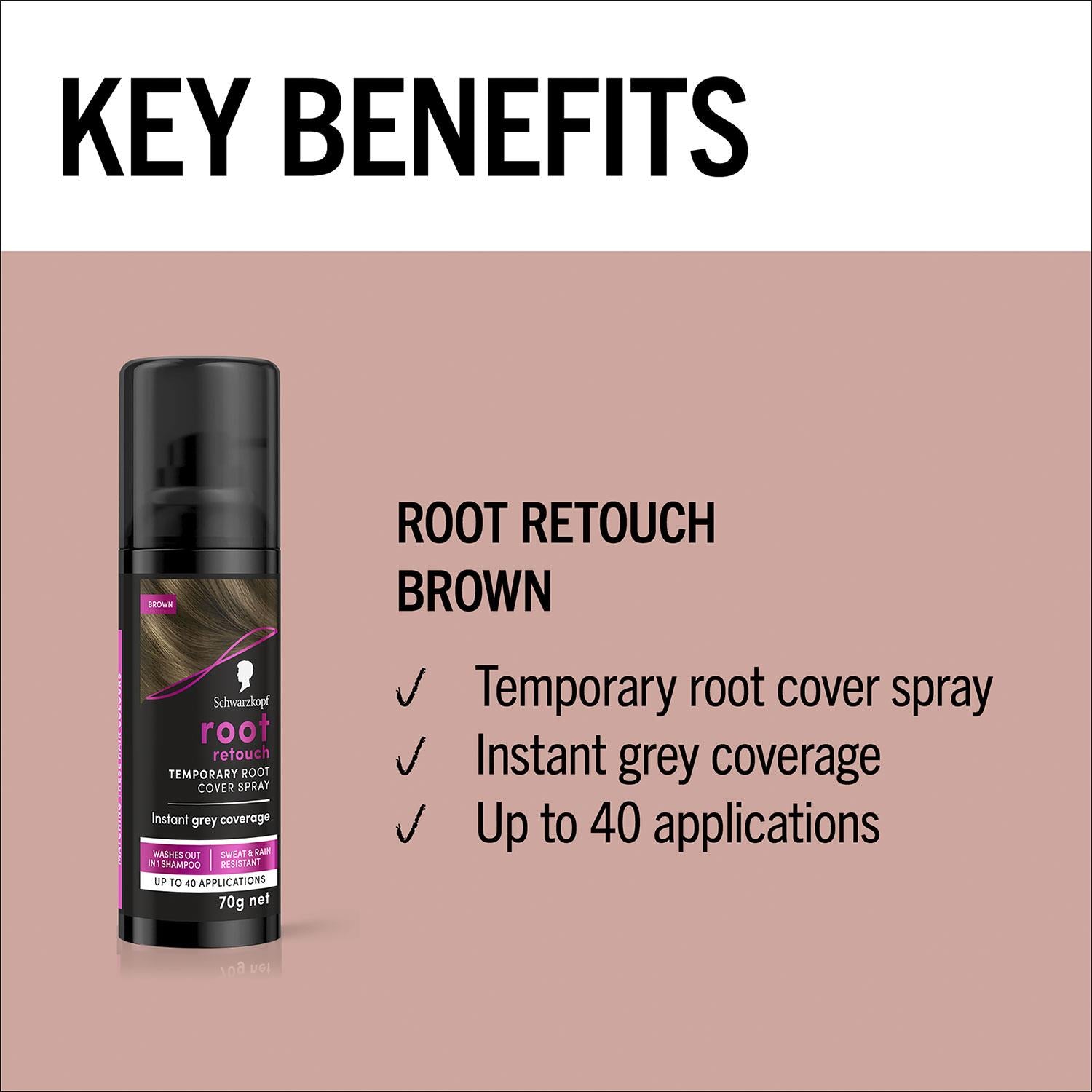 Root Retouch Temporary Root Cover Spray Brown 70g 3 Pack