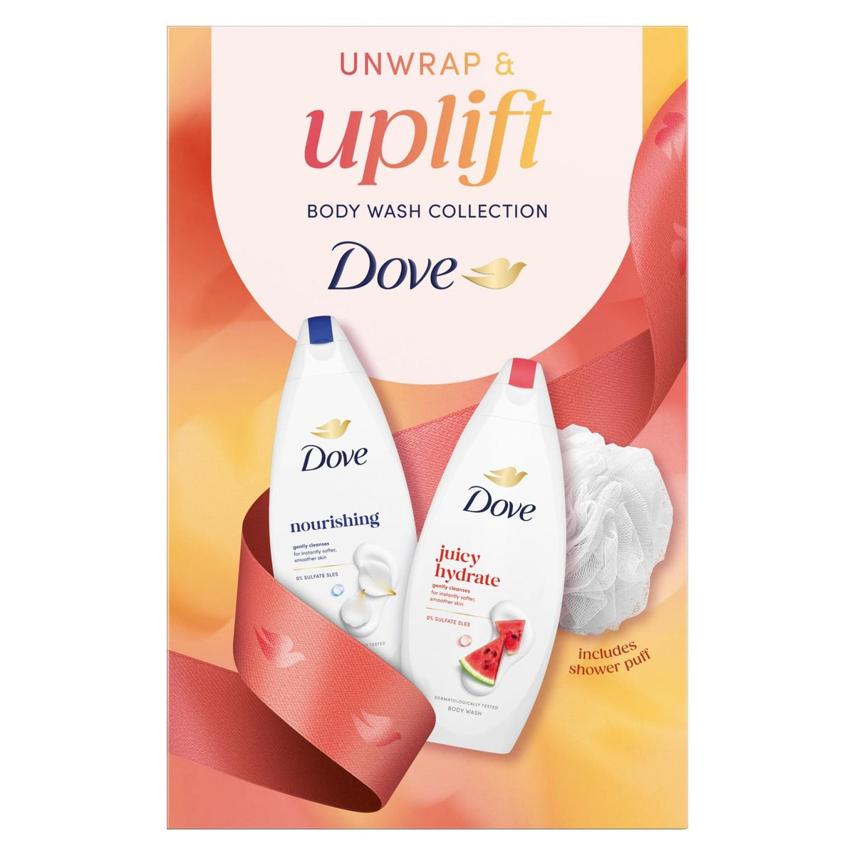 Unwrap And Uplift Body Wash Collection For Her With Luxury Puff | Set of 4