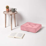 Rajput Ribbed Cotton Floor Cushion | 40cm x 40cm | Pink
