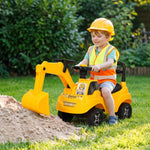 Ride On Tractor Toddler Excavator With Manual Digger, Horn Yellow