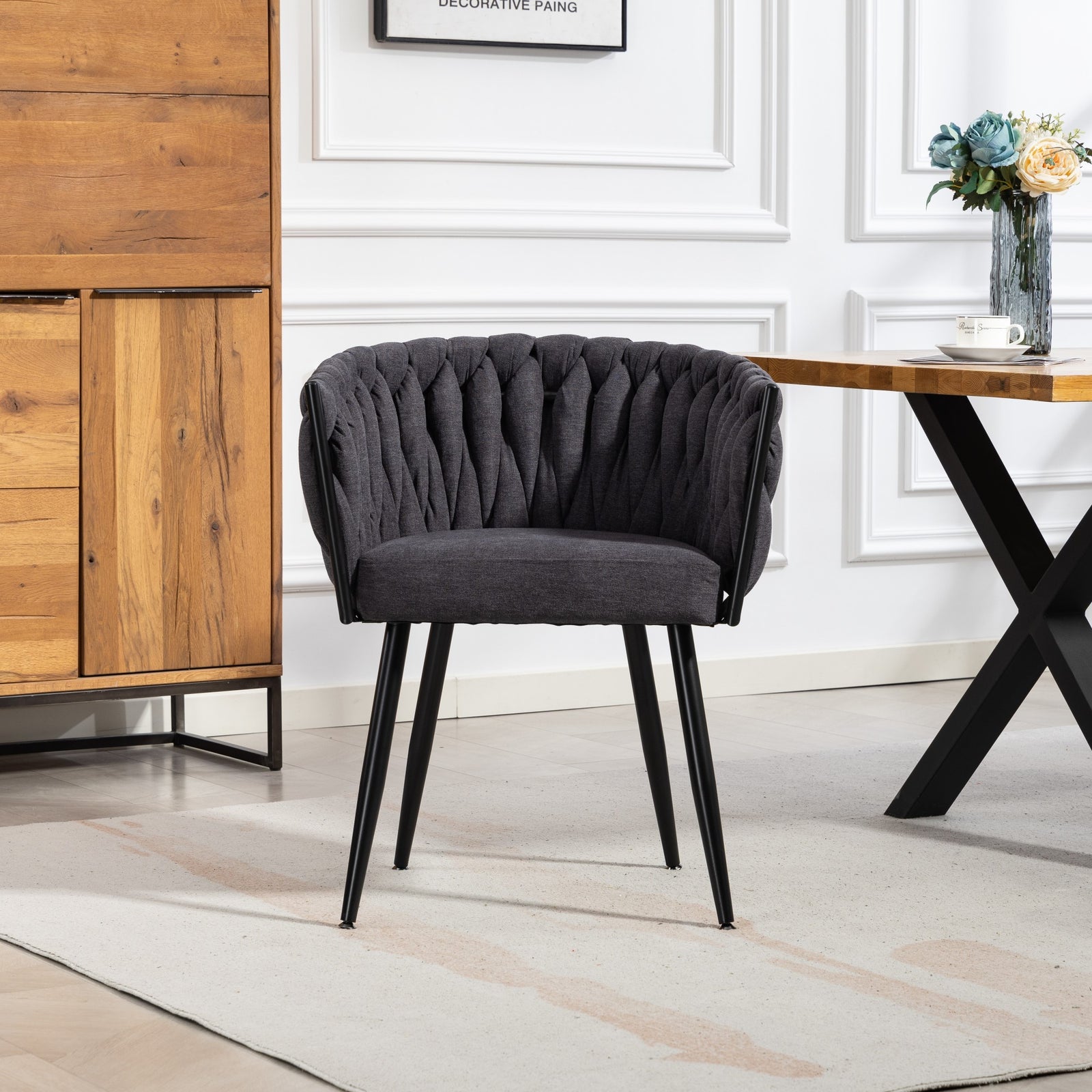 Aneta Fabric Accent Chairs - Set Of 2 | Charcoal Grey