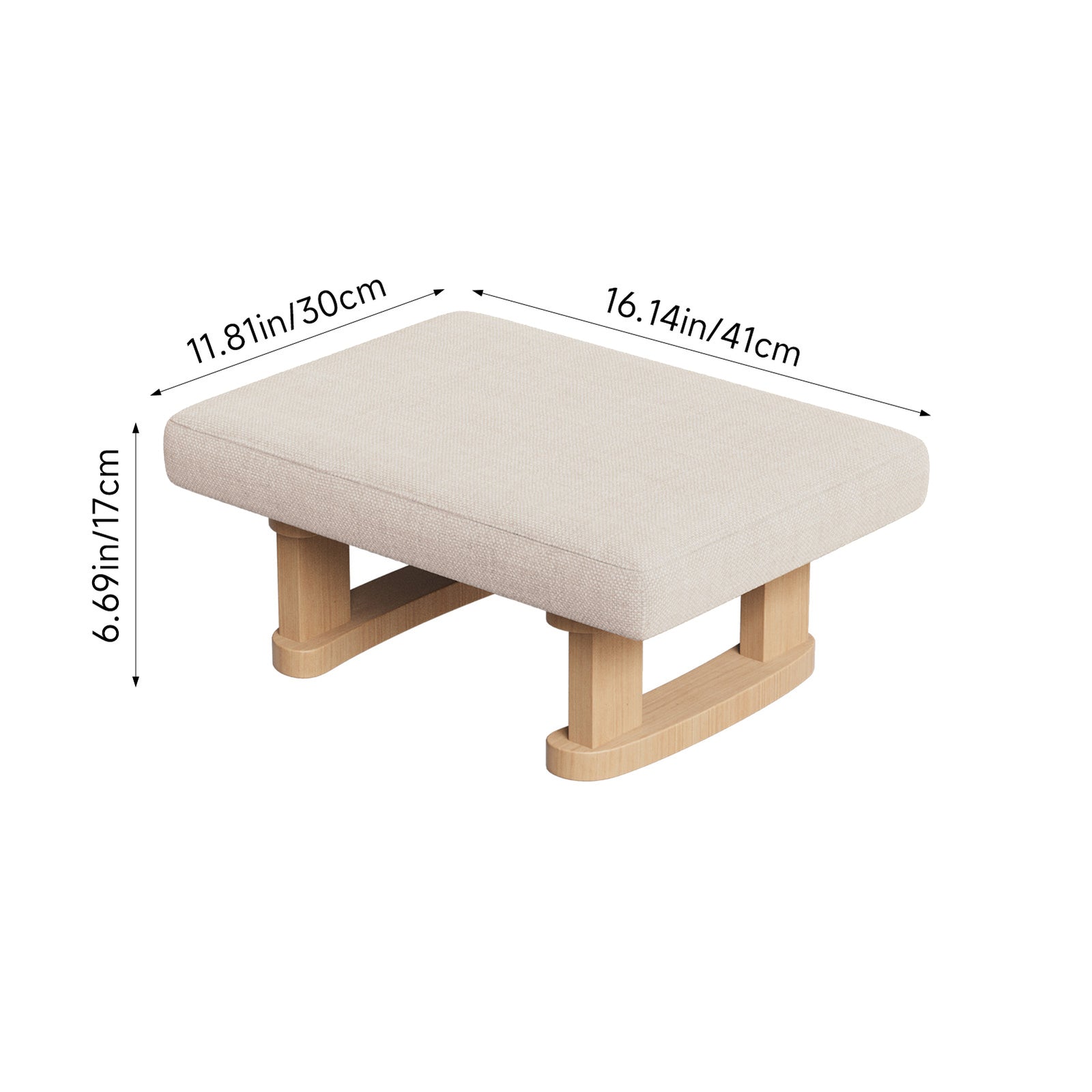 Breeins Linen Upholstered Wooden Legs Footstool