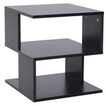 Square 2 Tier Wood Coffee Side Table Storage Shelf Rack | Black