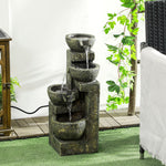 4-tier Stacked Stone Cascade Waterfall Feature, Black/yellow