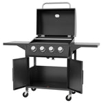 Bbq Grill With Burner, Portable Trolley, Black | Large