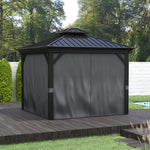 3 X 3.7m Aluminium Outdoor Hardtop Gazebo Canopy 2-tier Roof | Gray