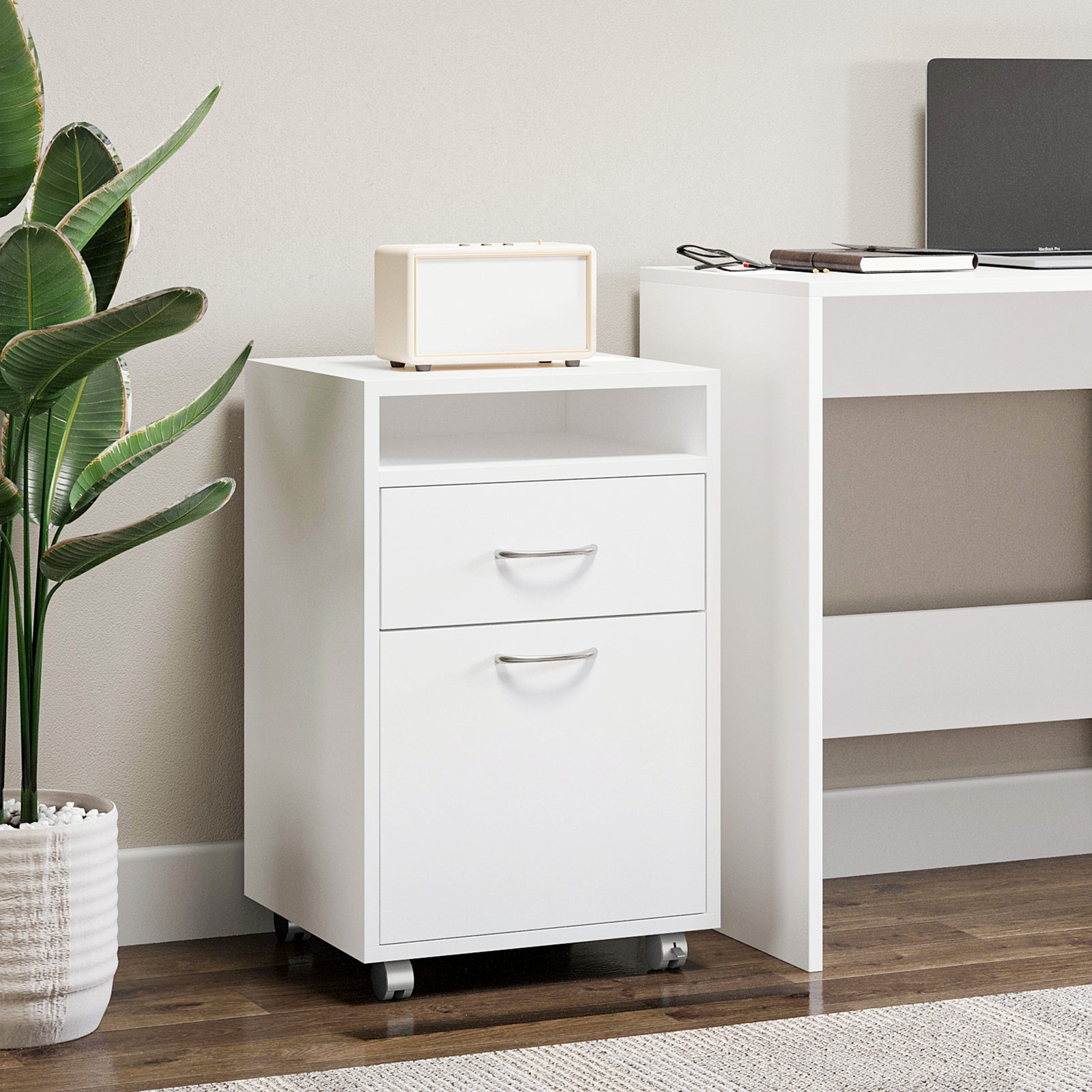 60cm Storage Cabinet With Drawers And Open Shelf,white | One Size | White