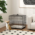 Pawhut Dog Crate With 2 Doors, Tray, Soft Cushion, For Extra Small Medium And Large Dogs | Black