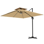 2.5m Cantilever Parasol, Solar Led Lights, Double Top | Khaki