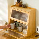 3-tier Bamboo Bread Storage Cabinet With Acrylic Flap Door, Space-saving Trapezoid Design | Natural