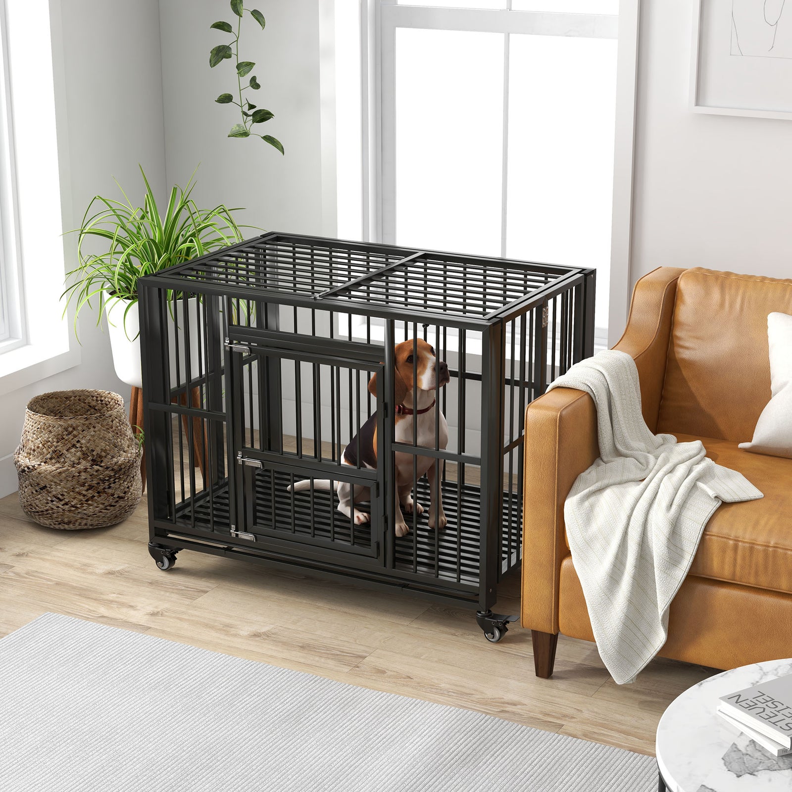 Heavy Duty Dog Crate Foldable W/ Openable Top