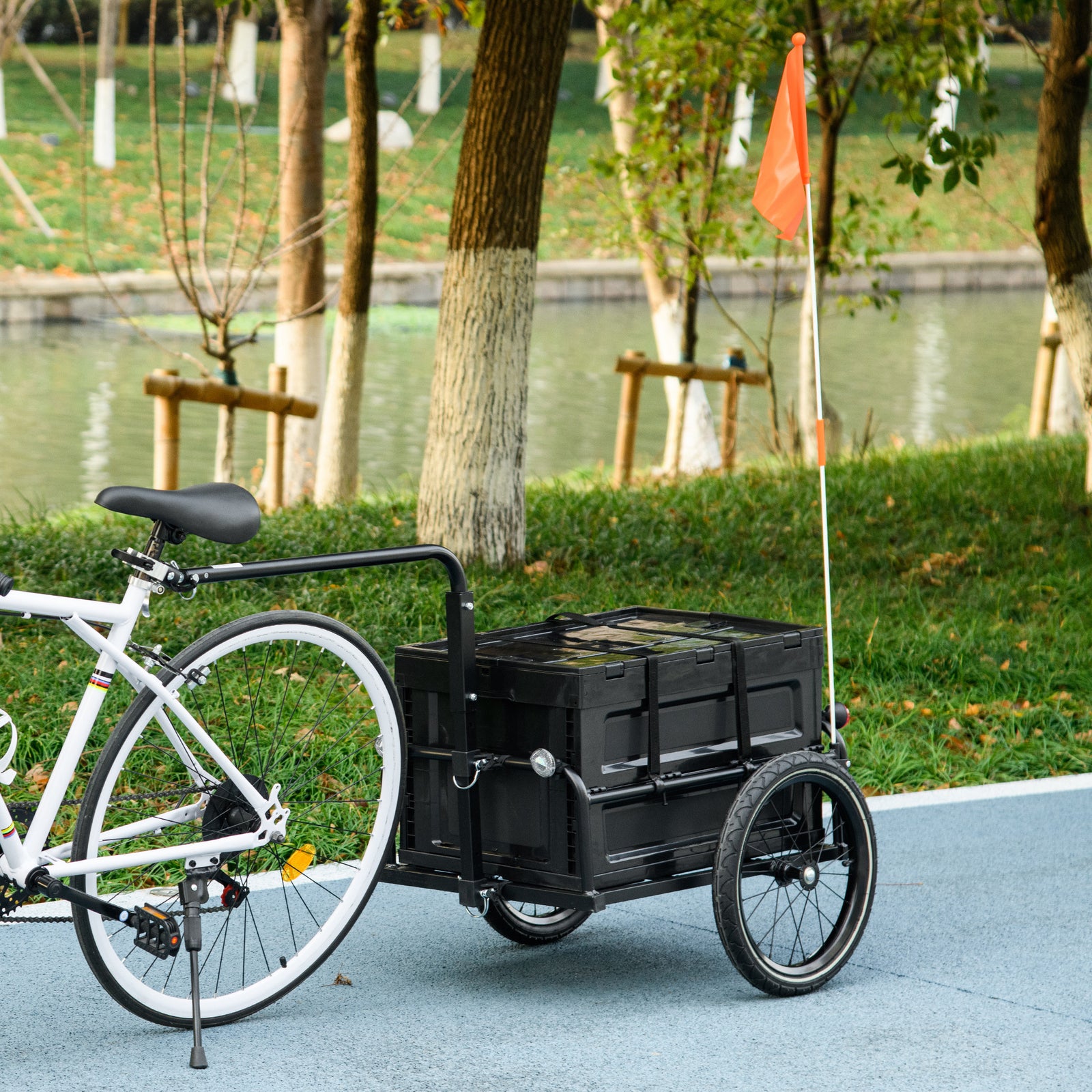 Bike Cargo Trailer With 65l Foldable Box | Black