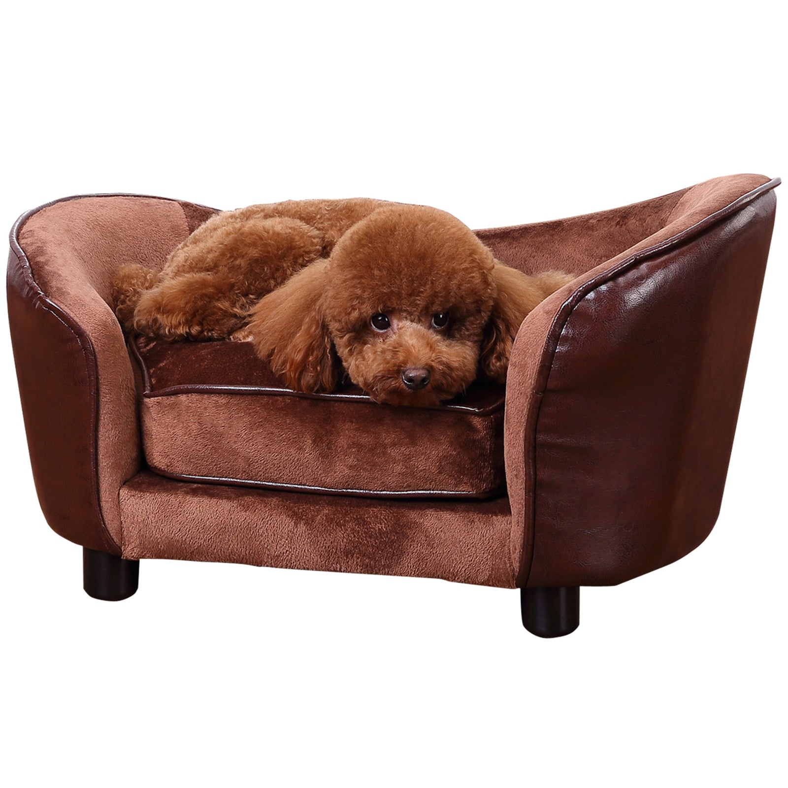 Dog Sofa Chair W/ Legs Cushion For Xs Dog Cat 68.5x40.5x40.5 Cm, Brown