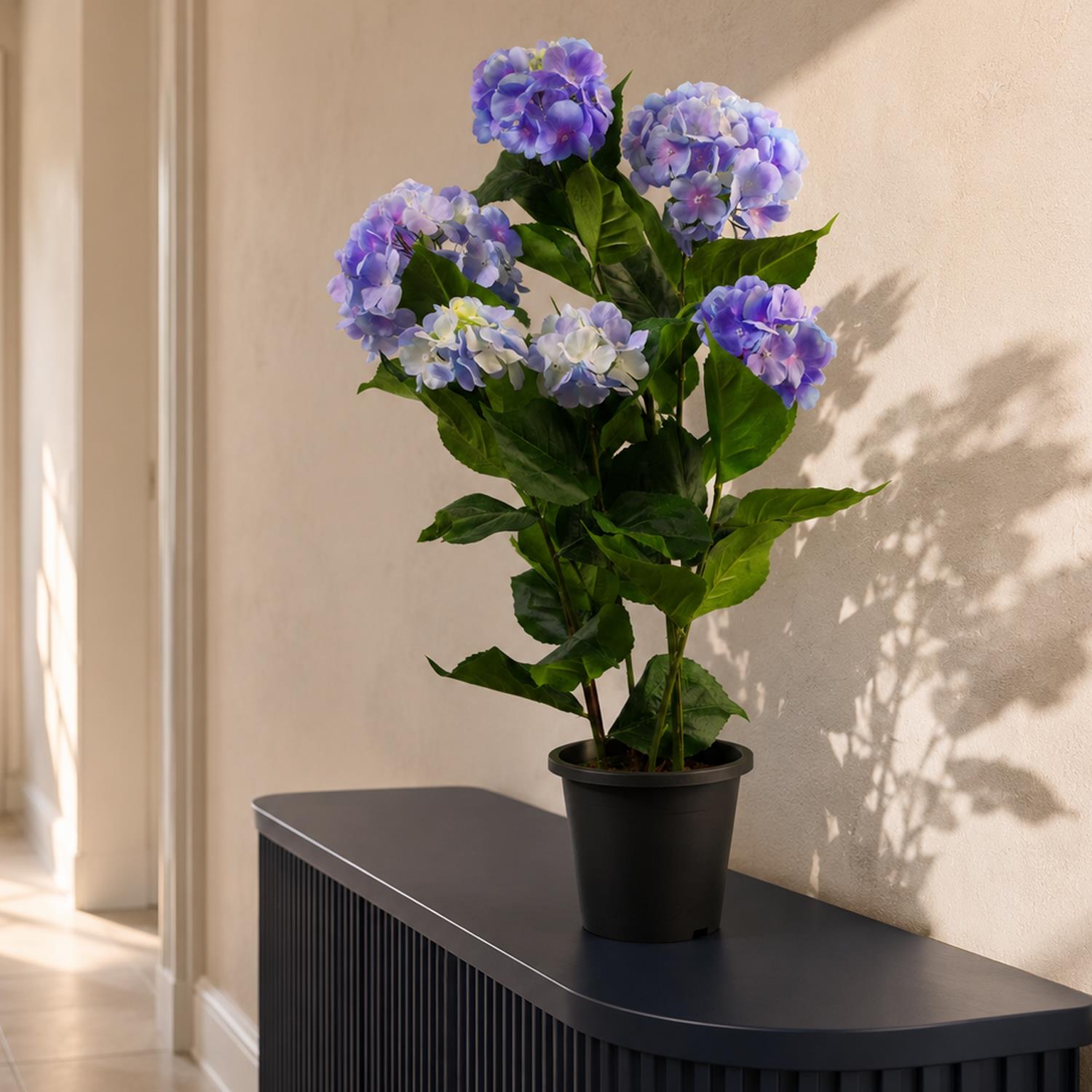 Artificial Faux Hydrangea Flowering Plant Blue
