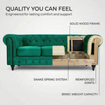 Chesterfield Scroll Arm Velvet Sofa 3 Seater | Emerald