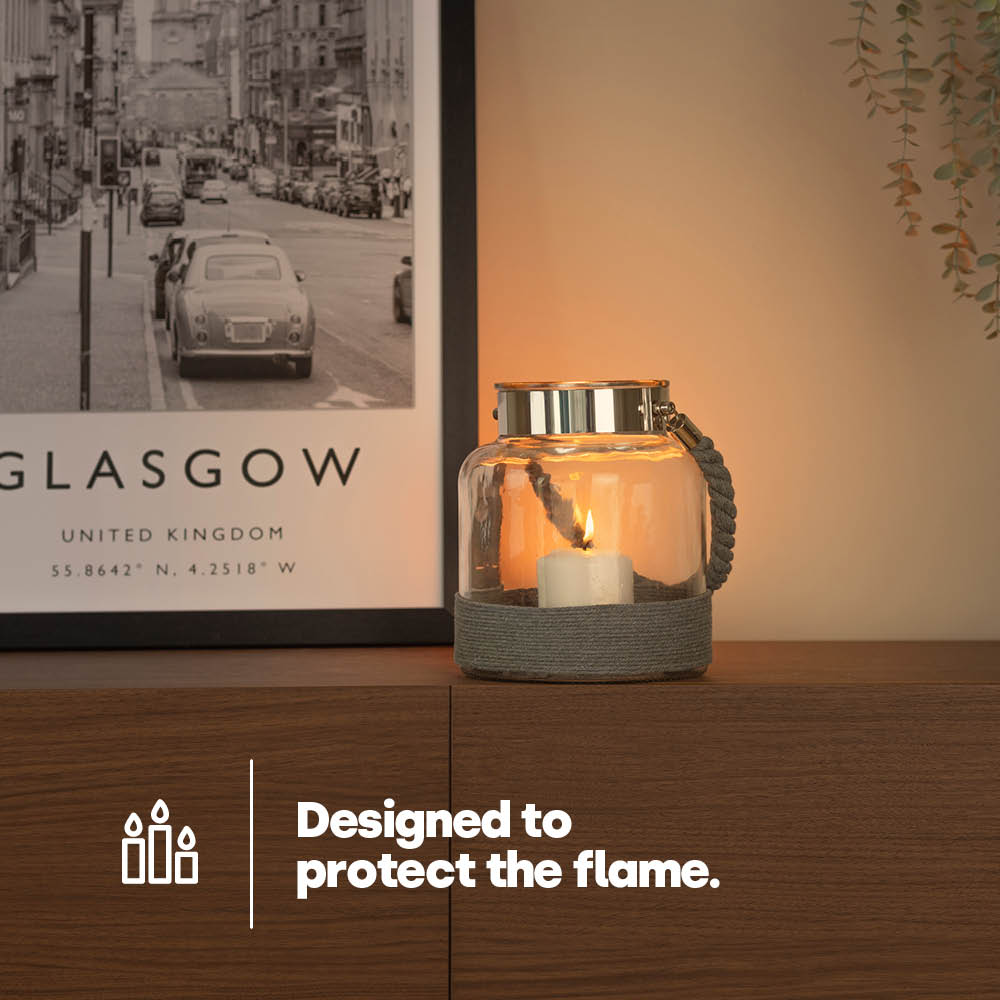 Hurricane Glass Lantern - Grey