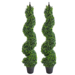 Tall Artificial Boxwood Tower Tree Topiary Spiral Metal Top 120cm