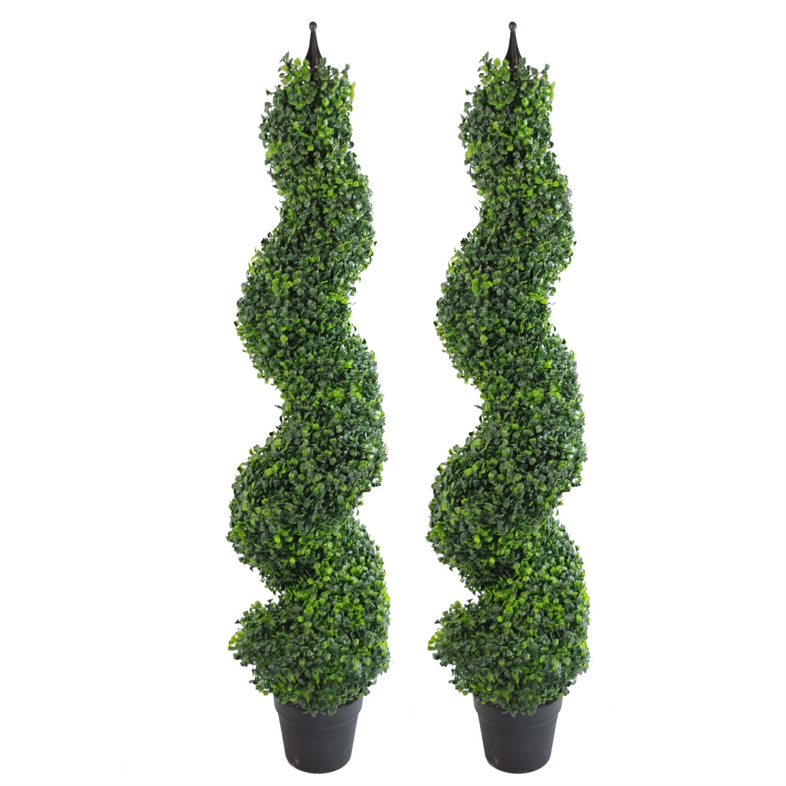 Tall Artificial Boxwood Tower Tree Topiary Spiral Metal Top 120cm