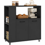 HOMCOM Kitchen Island On Wheels With 2-door Cabinet And Spice Rack, Black