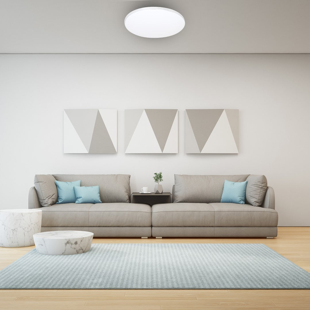 Ceiling Lamp Siena Stylish White And Chrome Circular Design Dimmable Including Remote Control | 55cm | White