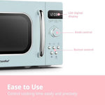 800w 20l Retro Microwave Oven With Led Display | Pastel Blue